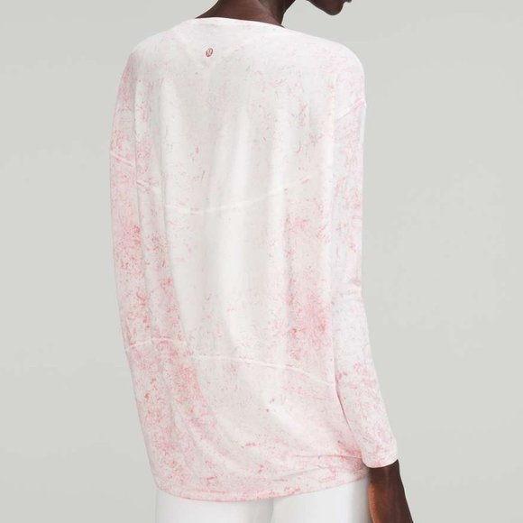 lululemon athletica Tops - NWT Lululemon Back in Action Long Sleeve Shirt Vitasea White Pink Peony 12
